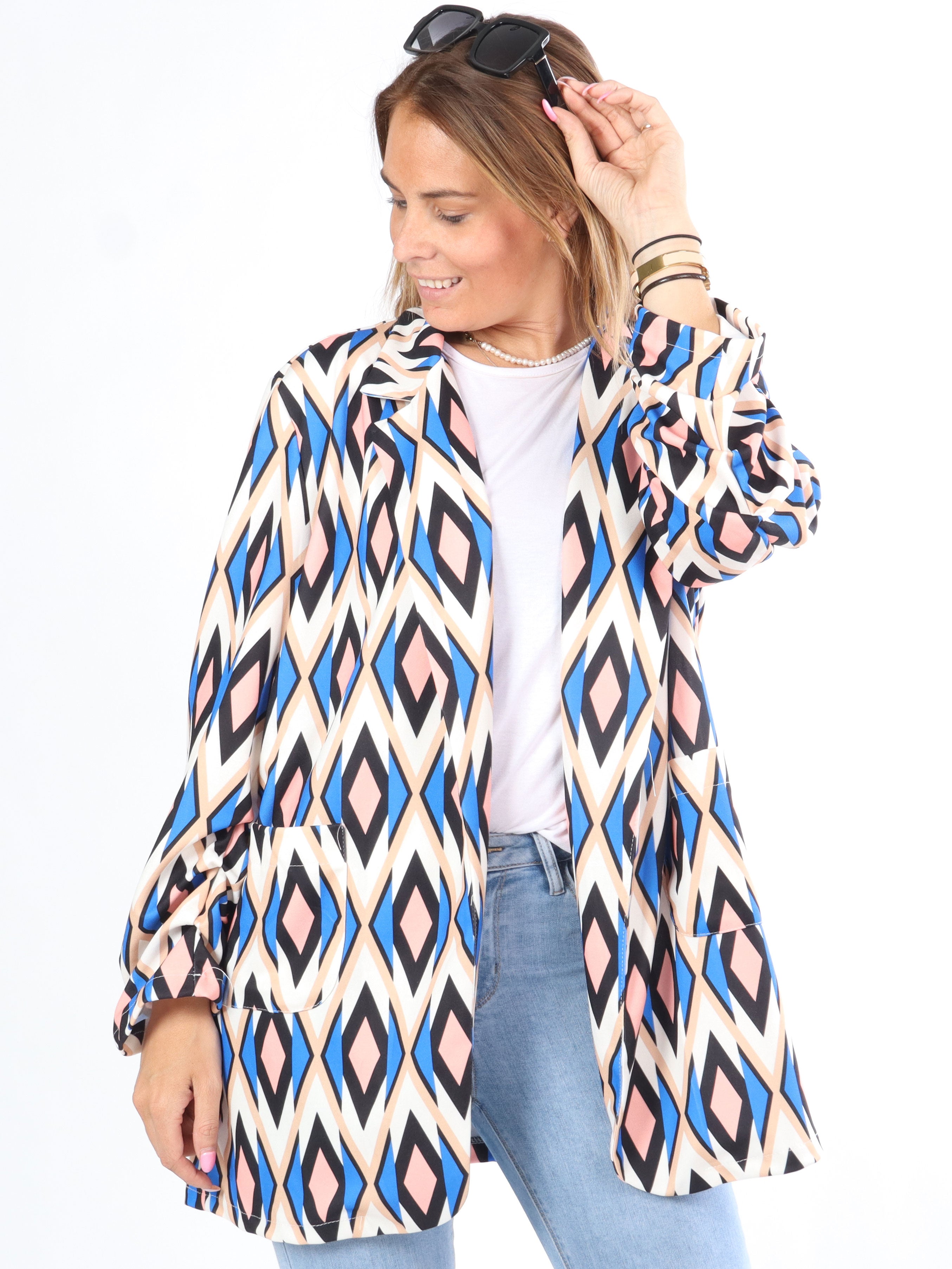 Liv - Mønstret blazer med lommer